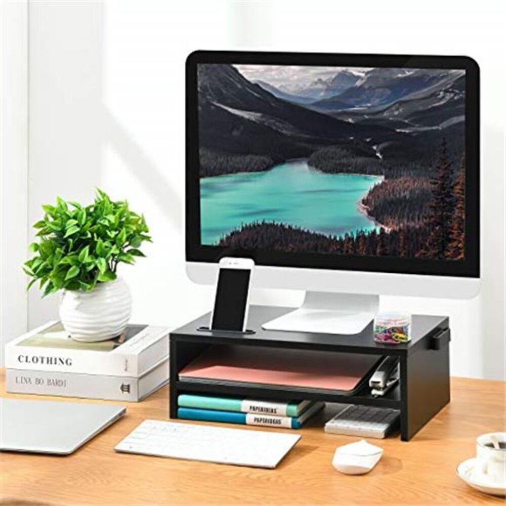Monitor Stand Riser 16 Inch Desktop Organizer 2Tier Laptop Computer Screen ShelF - Picture 2 of 12